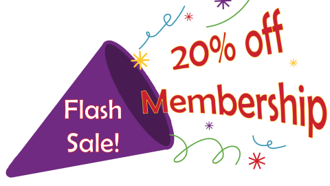 graphic that says Flash Sale, 20% off Membership